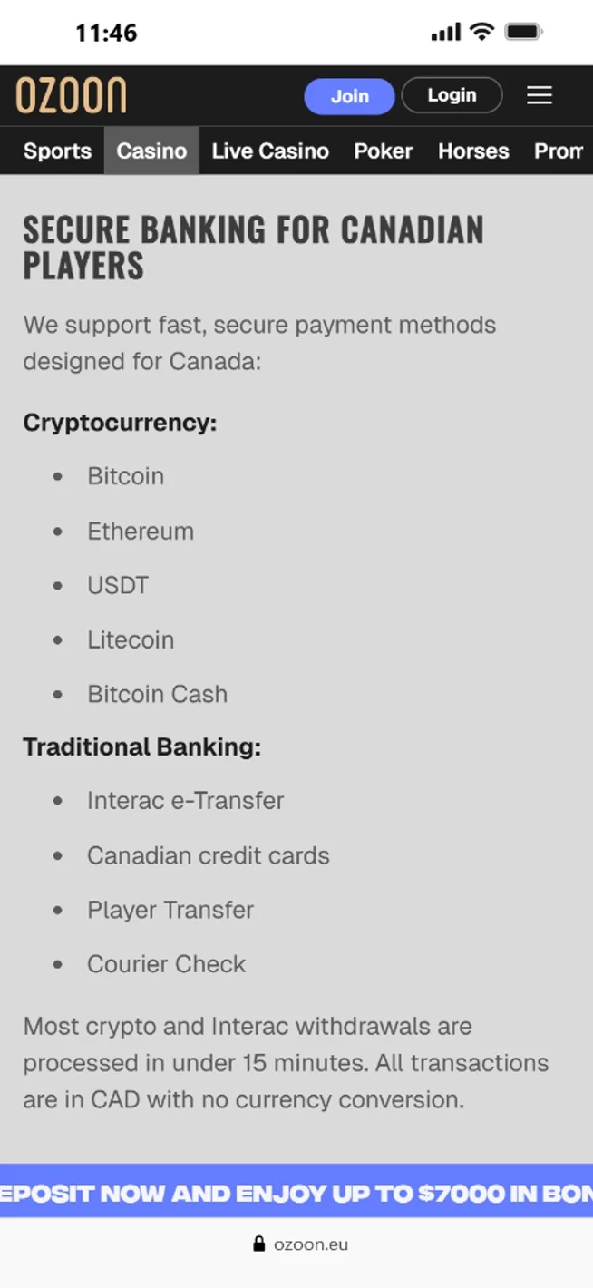Crypto & Interac Banking