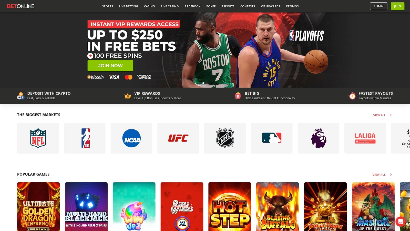 Official lobby screenshot of BetOnline