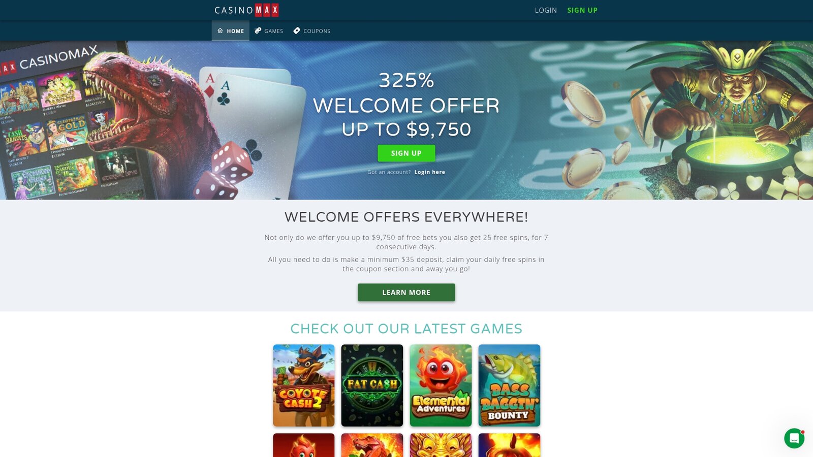 Official CasinoMax lobby screenshot