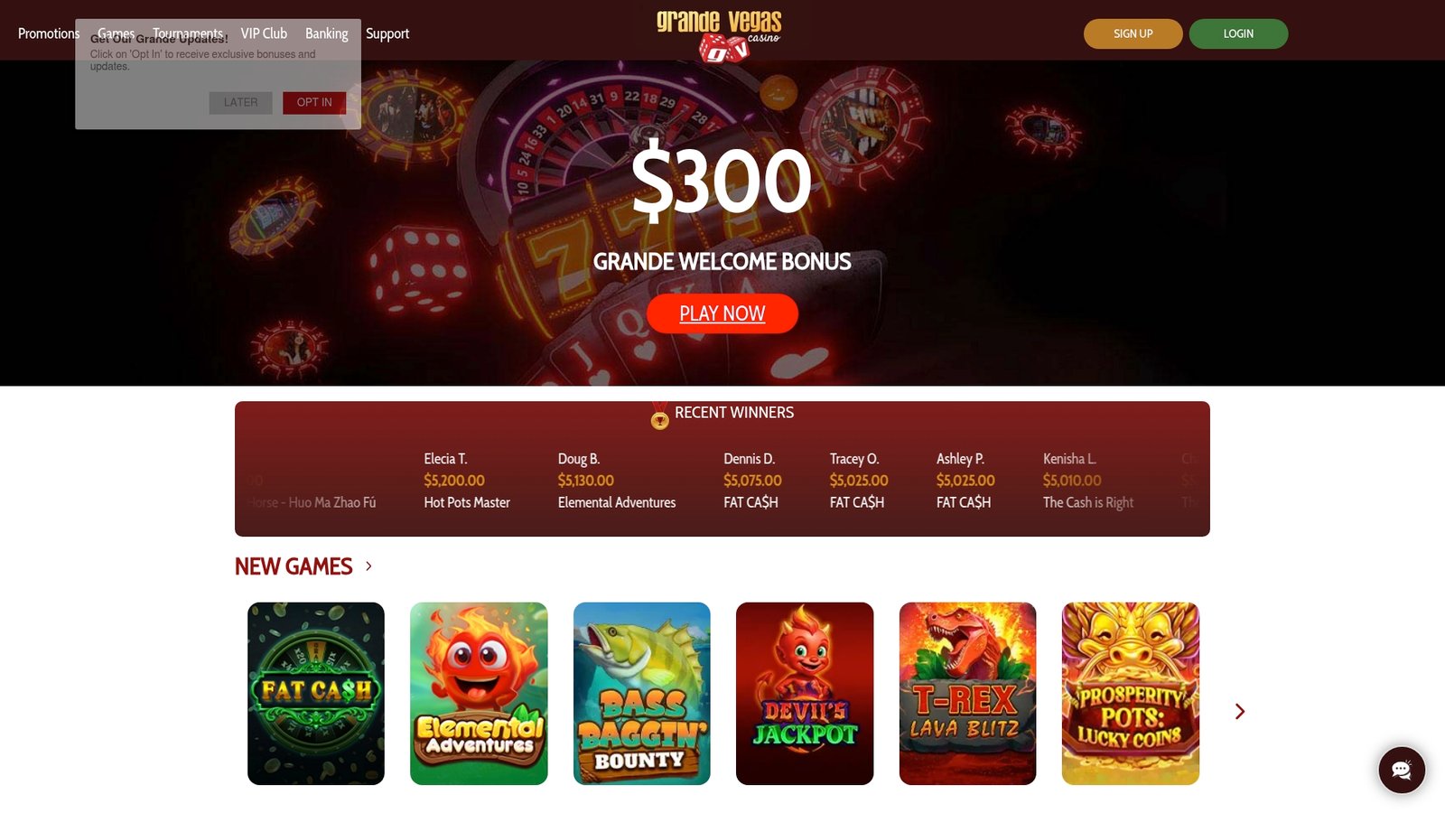 Official lobby screenshot of Grande Vegas Casino