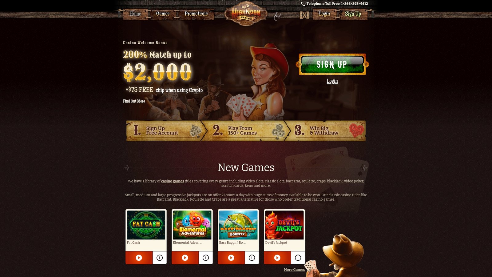 Official lobby screenshot of High Noon Casino