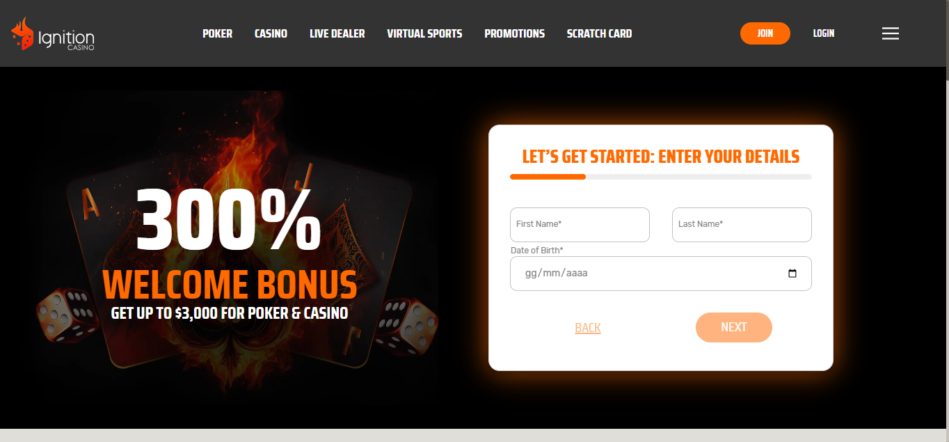 Official lobby screenshot of Ignition Casino