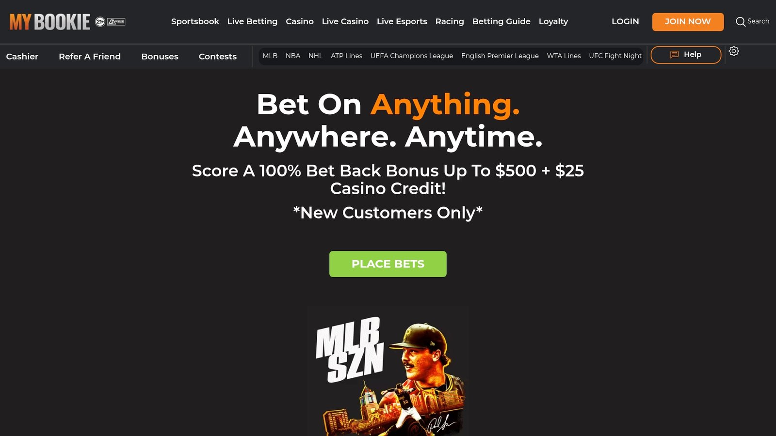 Official lobby screenshot of MyBookie