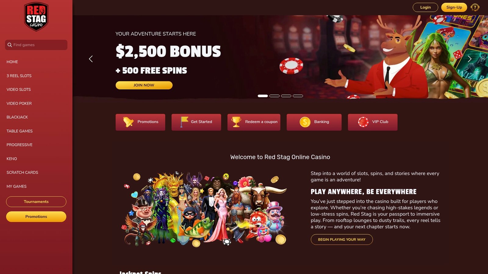 Official lobby screenshot of Red Stag Casino
