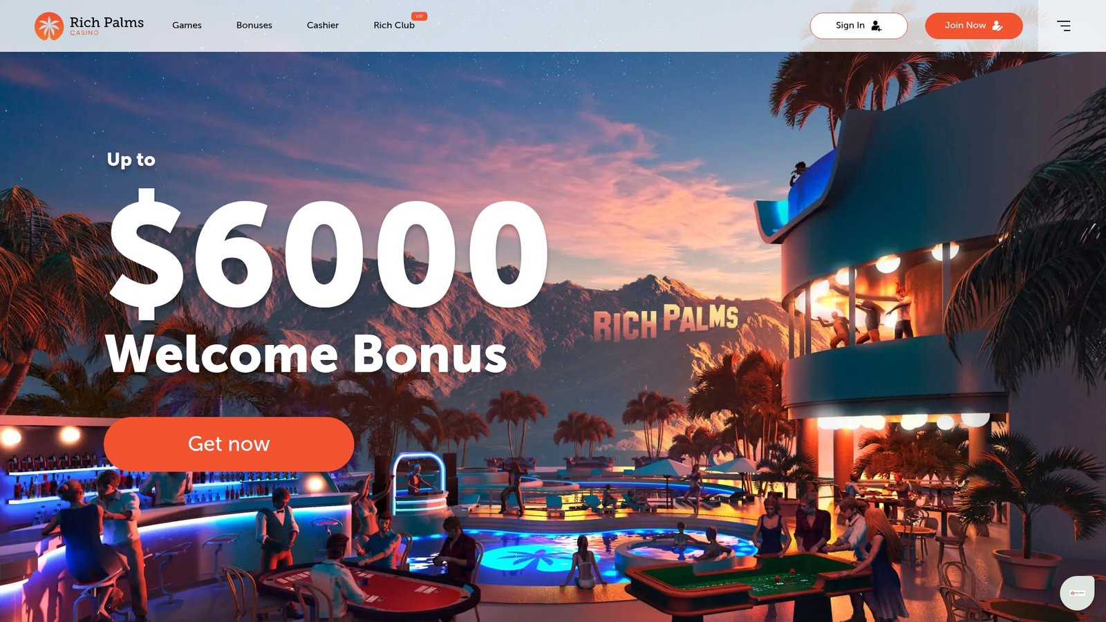 Official lobby screenshot of Rich Palms Casino