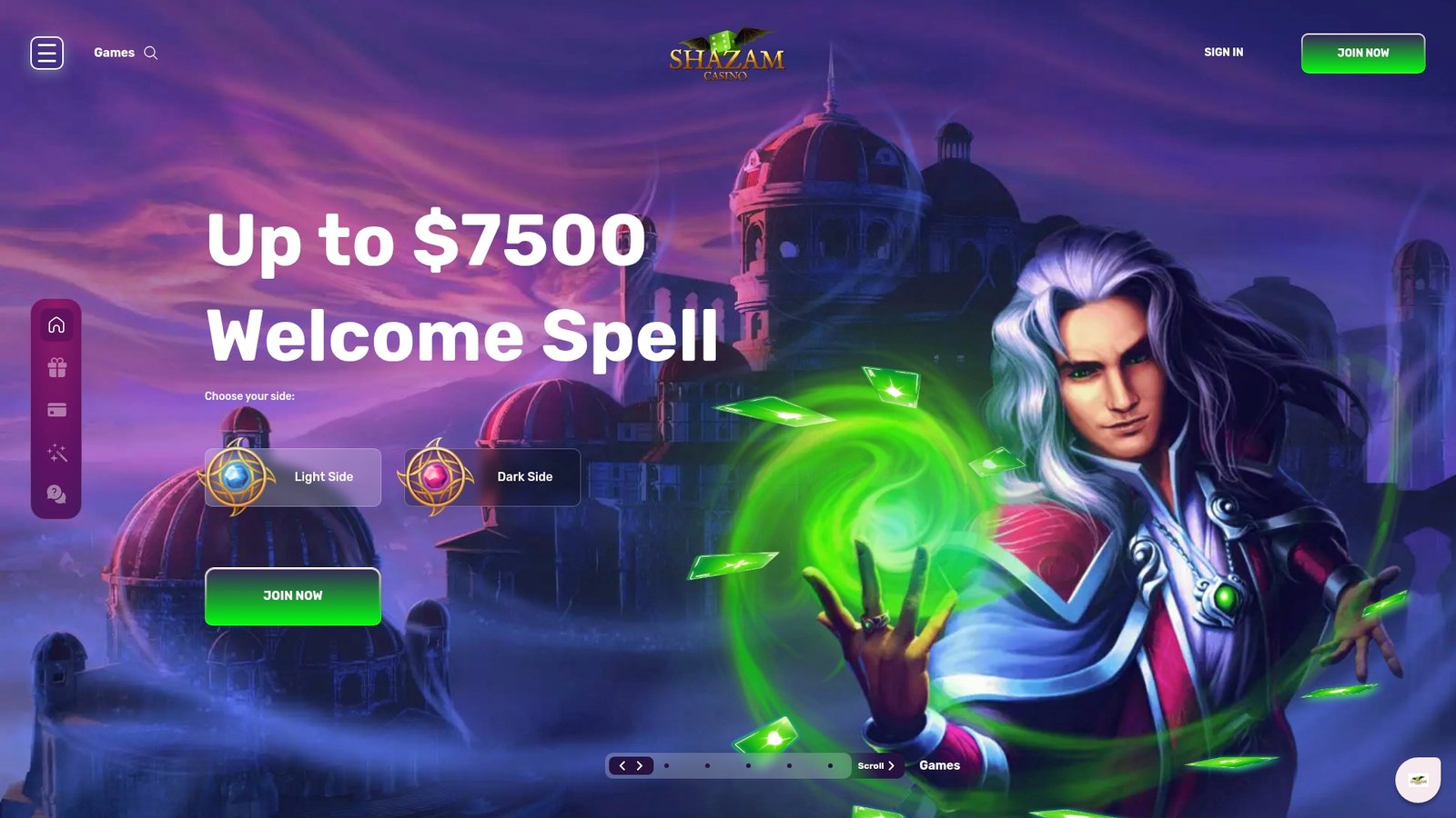 Official lobby screenshot of Shazam Casino