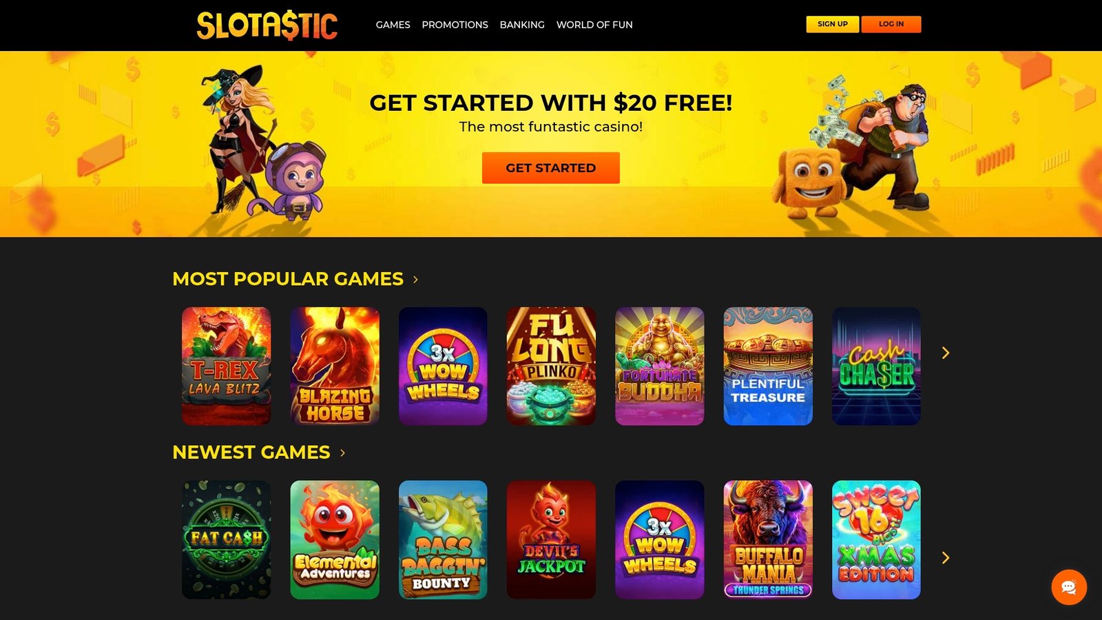 Official lobby screenshot of Slotastic Casino