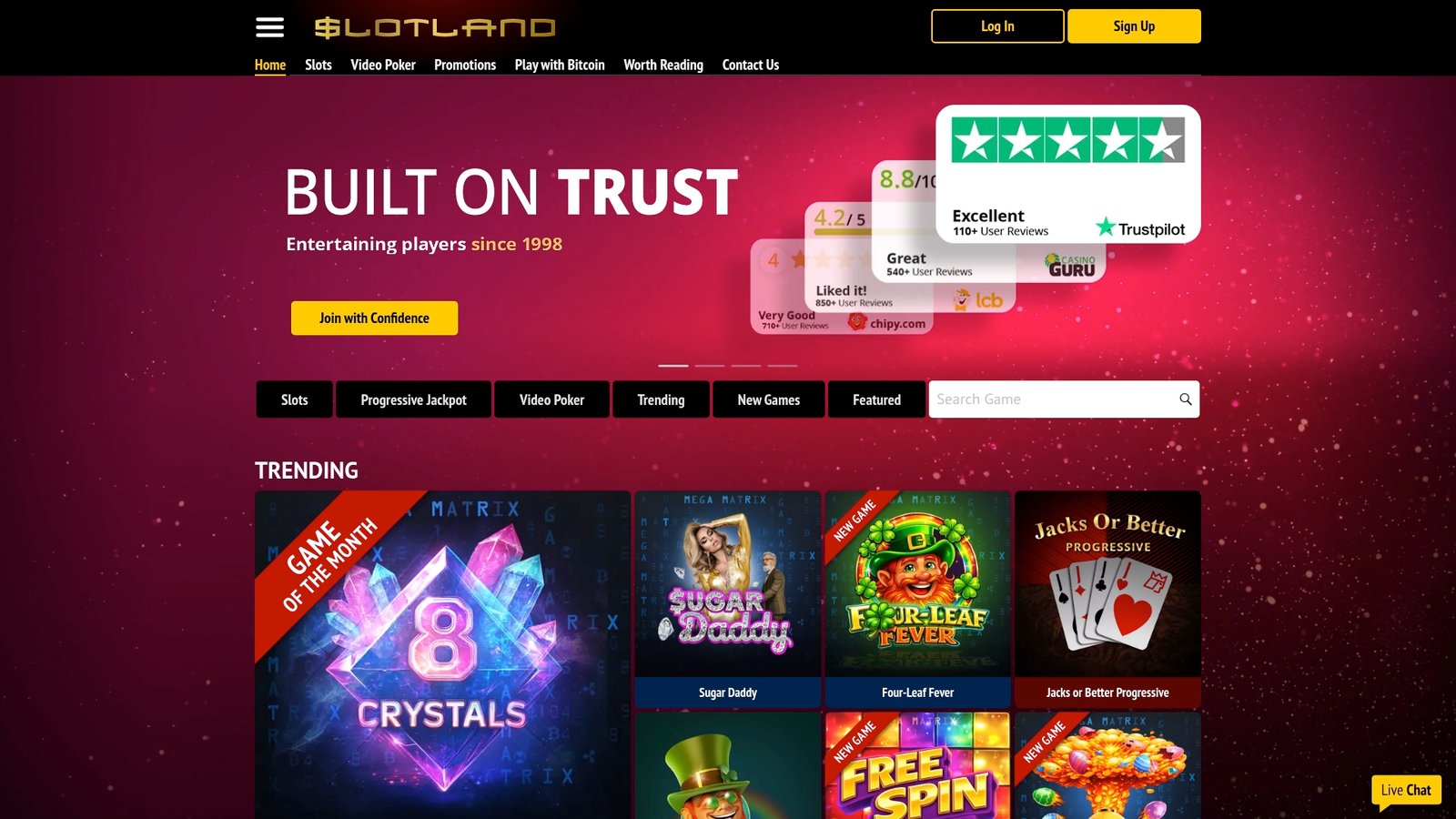Official lobby screenshot of Slotland Casino