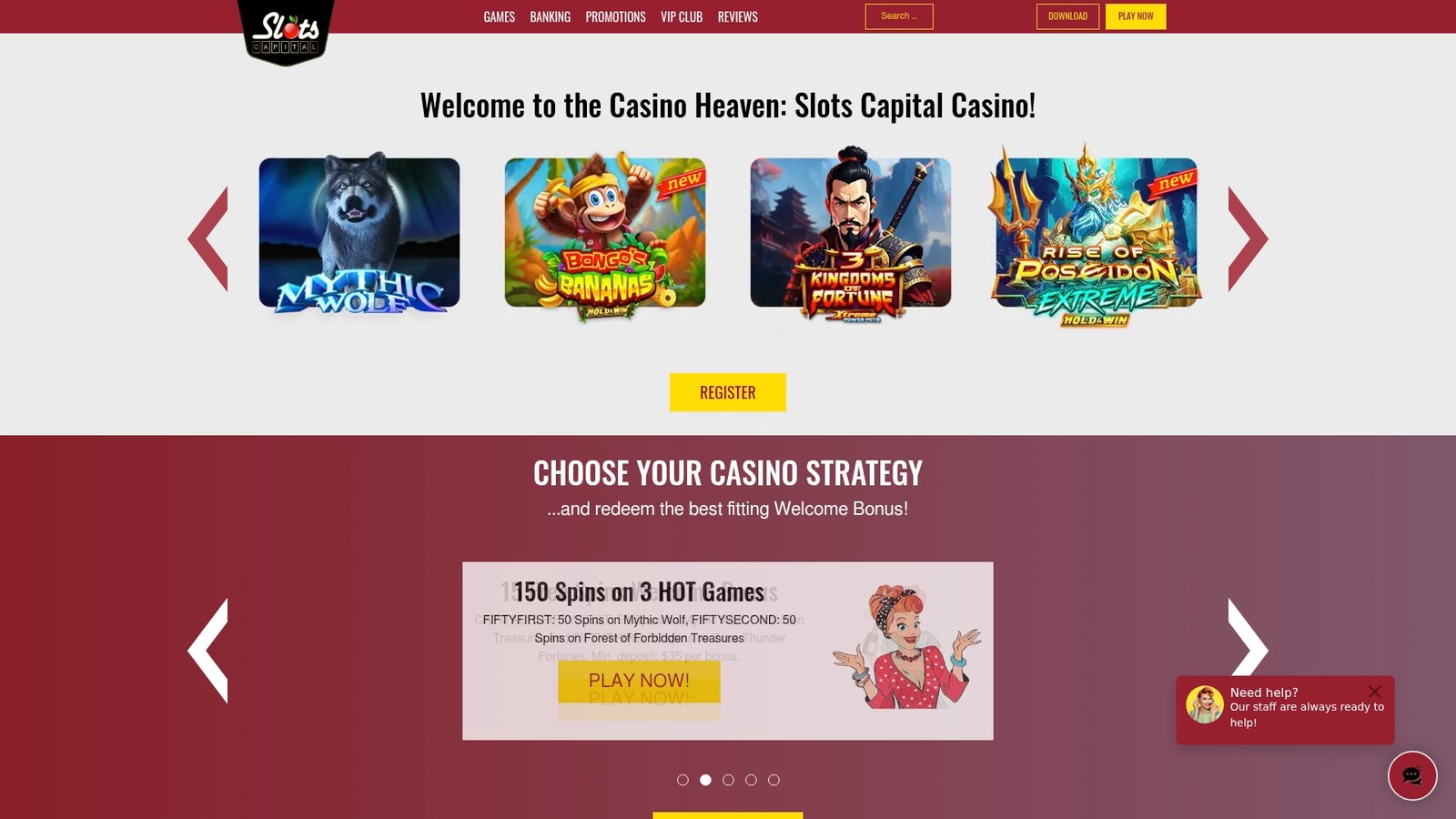 Official lobby screenshot of Slots Capital Casino