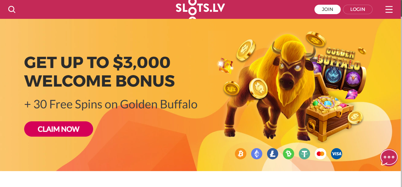 Official lobby screenshot of Slots.lv Casino