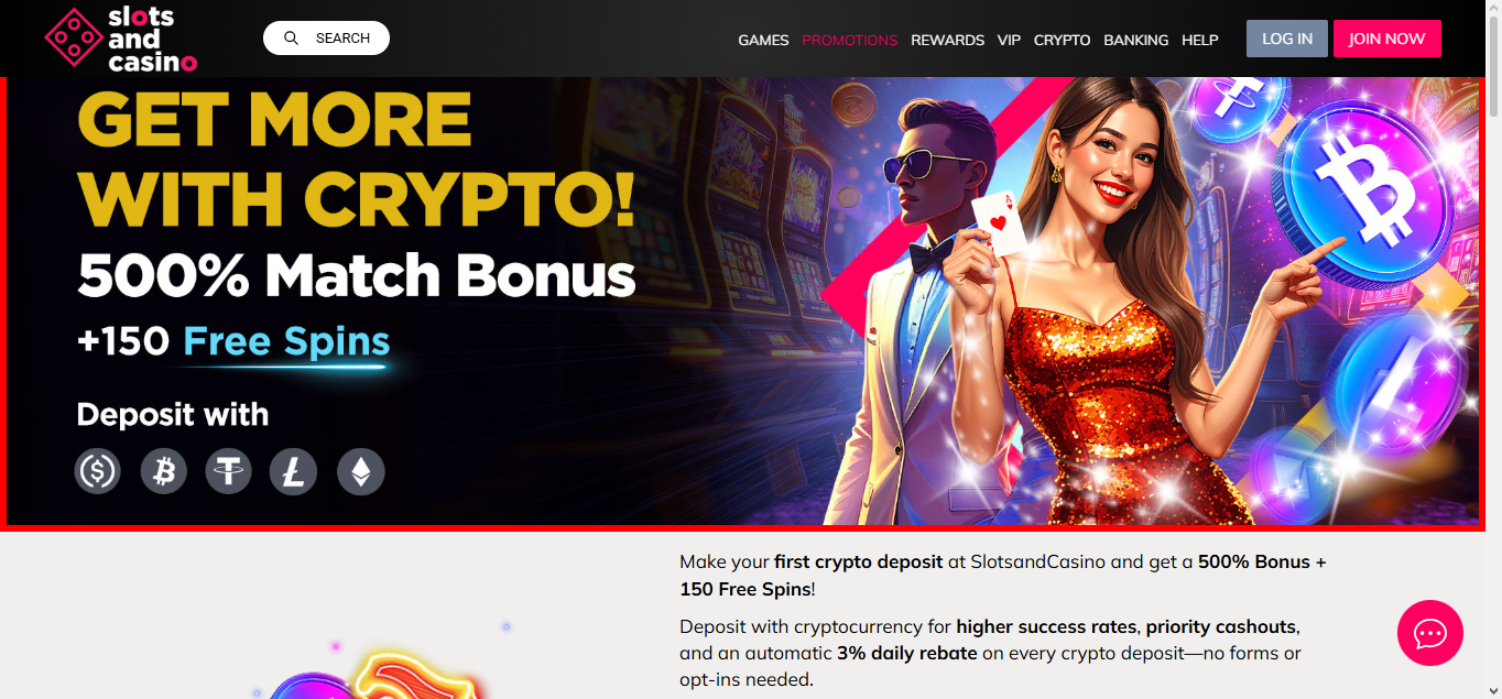 Official lobby screenshot of SlotsandCasino