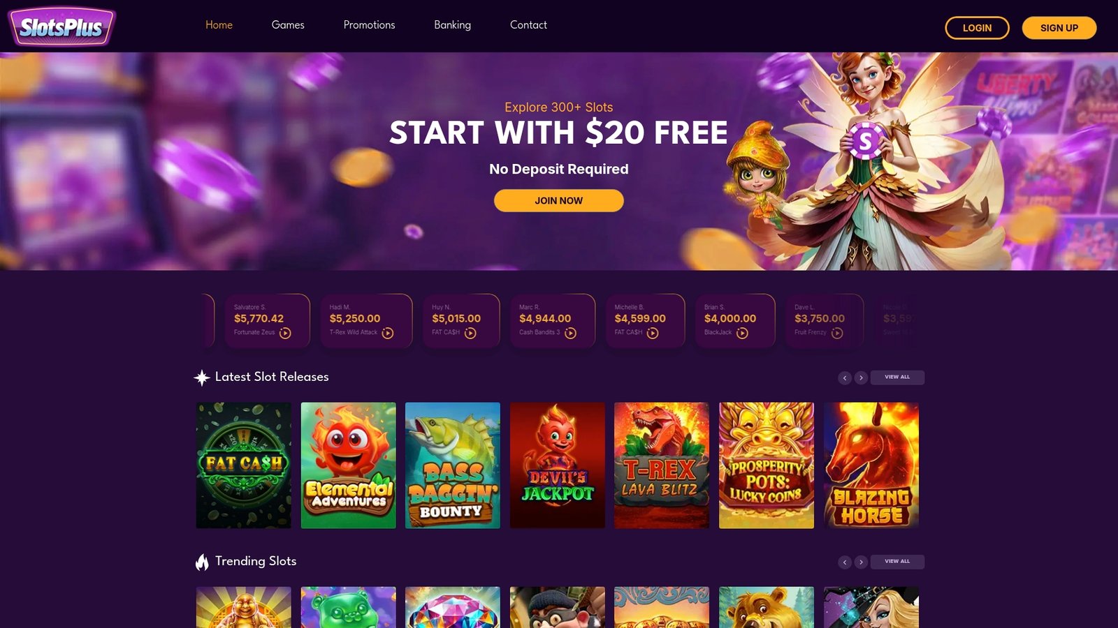 Official lobby screenshot of SlotsPlus Casino