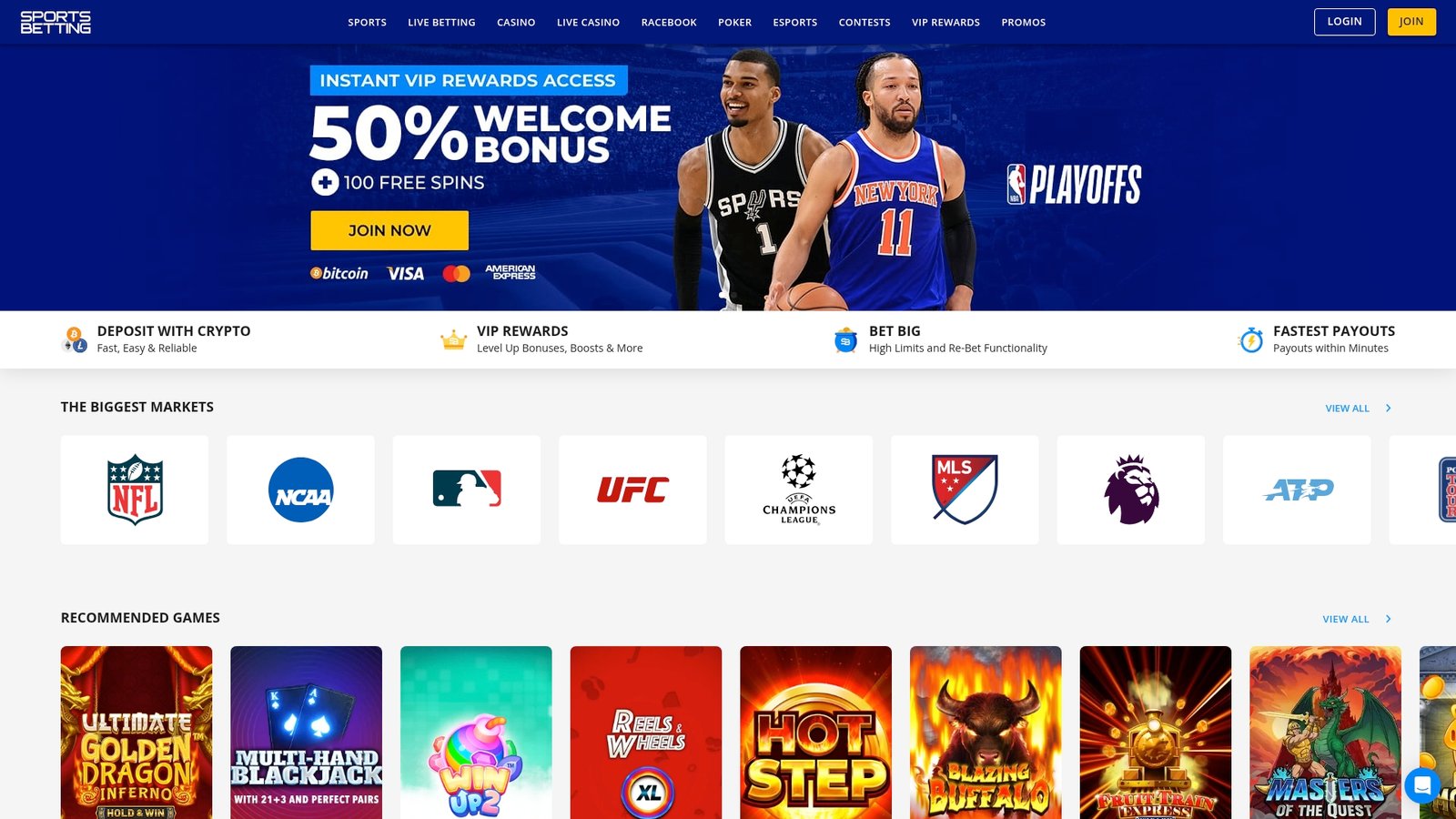 Official lobby screenshot of SportsBetting.ag
