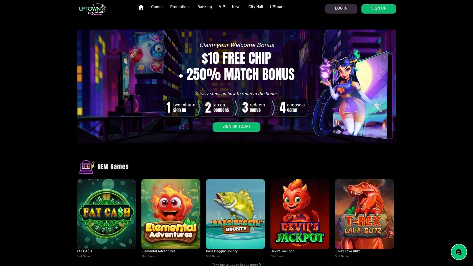 Official lobby screenshot of Uptown Aces Casino