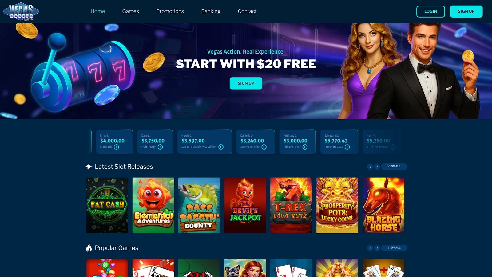 Official lobby screenshot of Vegas Casino Online