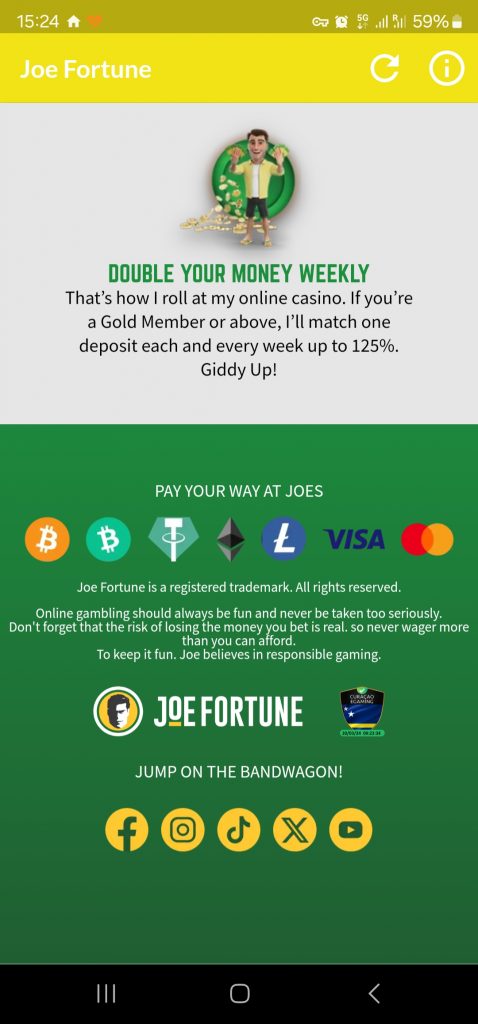 Joe Fortune Casino Download App