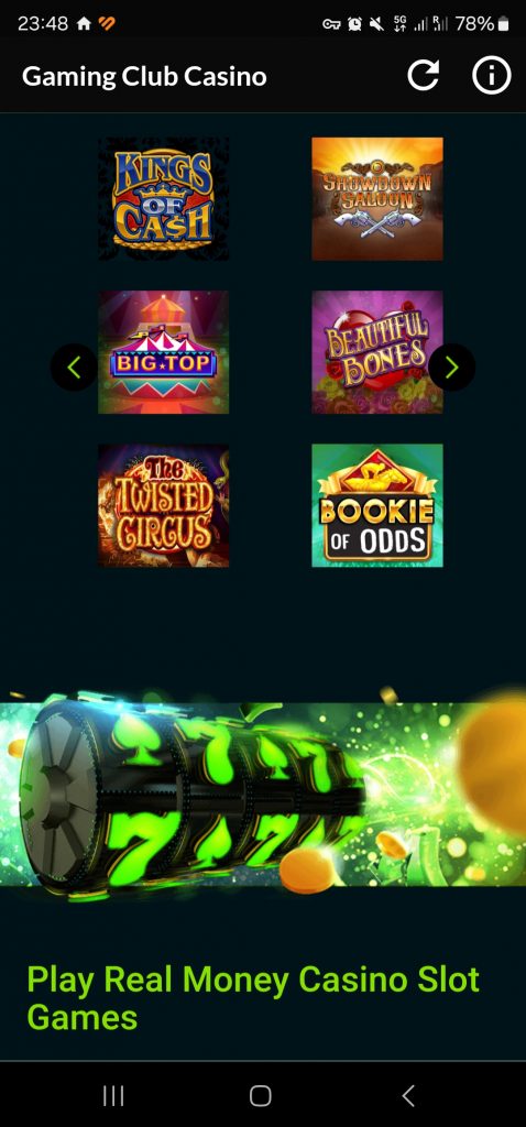Gaming Club Casino Android App