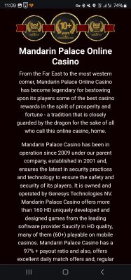 Mandarin Palace Casino App For android