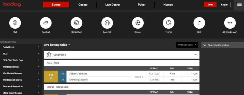 Screenshot bodog app